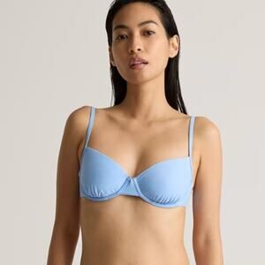 NWT Quince Demi Bikini Top Blue Underwire Back Tie Swim Top Women’s Large